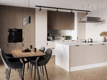 Fotogalerie Rovná kuchyňská linka Sorello 480 cm s barem 243/120 cm