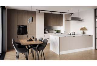 Rovná kuchyňská linka Sorello 480 cm s barem 243/120 cm