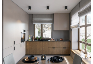 Rohová kuchyňská linka Sorello 240 x 280 cm s pracovní deskou výšky 13 mm