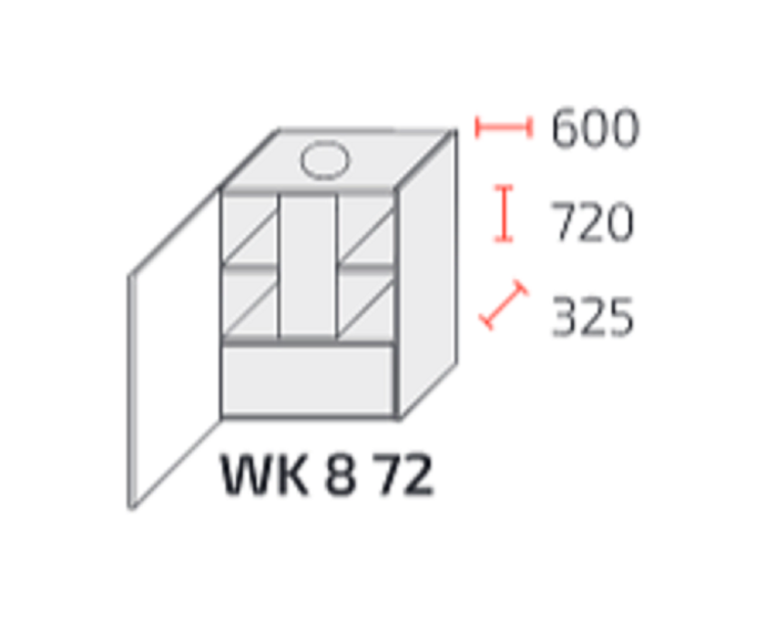 Fotogalerie Horní skříňka s dvířky na digestoř 60cm - WK8 72 L - kuchyně Avellino