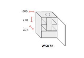 Horní skříňka s dvířky na digestoř 60cm - WK8 72 P - kuchyně Carrini