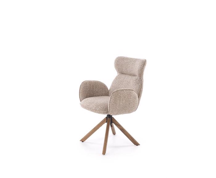 Fotogalerie Jídelní židle K585 – tmavě béžová / světlý ořech (otočná)