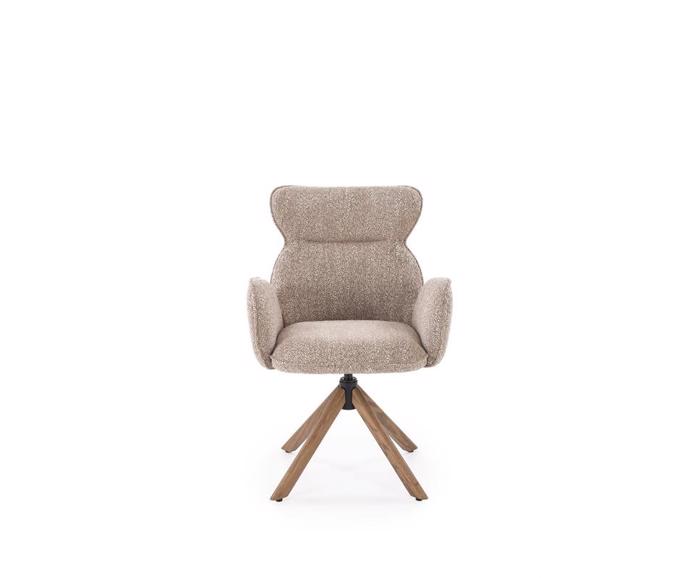 Fotogalerie Jídelní židle K585 – tmavě béžová / světlý ořech (otočná)