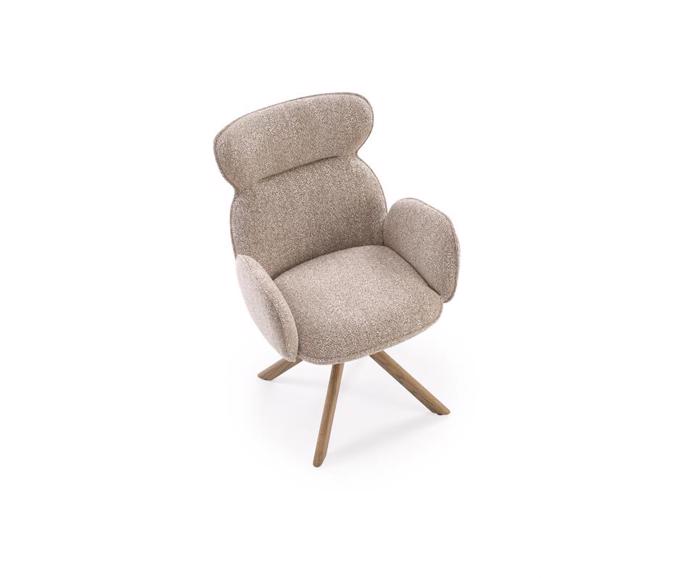 Fotogalerie Jídelní židle K585 – tmavě béžová / světlý ořech (otočná)