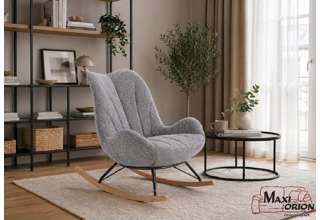 Designové houpací křeslo LEO – Šedá (Popel) v moderním interiéru