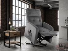 Fotogalerie Elektrické relaxační křeslo pro seniory se zvedacím mechanismem - šedý velur