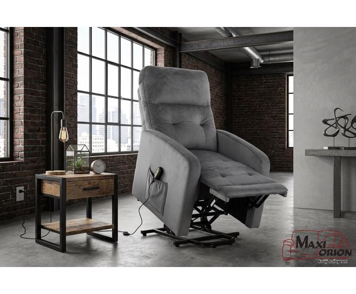 Fotogalerie Elektrické relaxační křeslo pro seniory se zvedacím mechanismem - šedý velur
