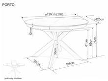 Fotogalerie Luxusní rozkládací keramický stůl PORTO 120–160 cm – bílý mramor / černá