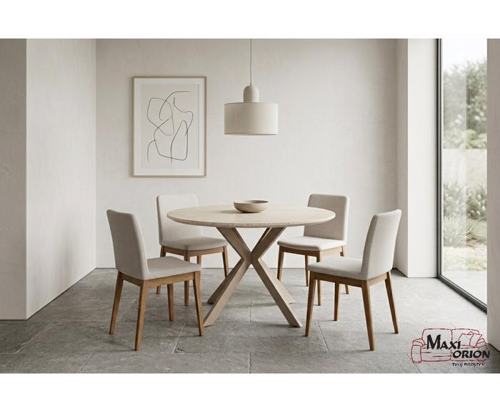 Fotogalerie Designový kulatý keramický stůl TALIA 90 cm – Travertinová keramika / Kašmír