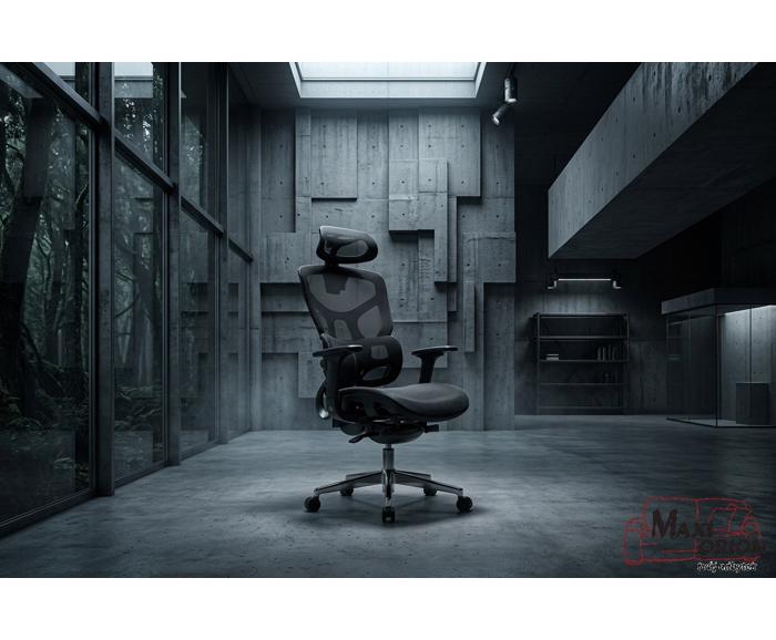Fotogalerie Ergonomická kancelářská židle EQ-1, černá (nosnost 150 kg)