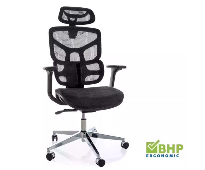 Fotogalerie Ergonomická kancelářská židle EQ-1, černá (nosnost 150 kg)