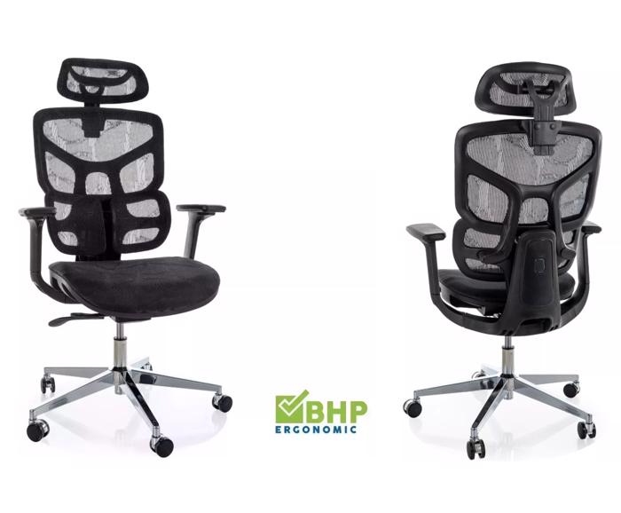 Fotogalerie Ergonomická kancelářská židle EQ-1, černá (nosnost 150 kg)