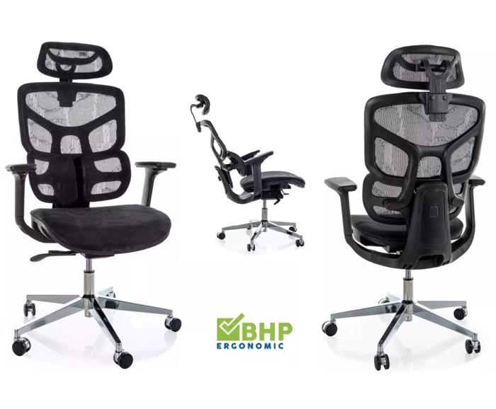 Fotogalerie Ergonomická kancelářská židle EQ-1, černá (nosnost 150 kg)