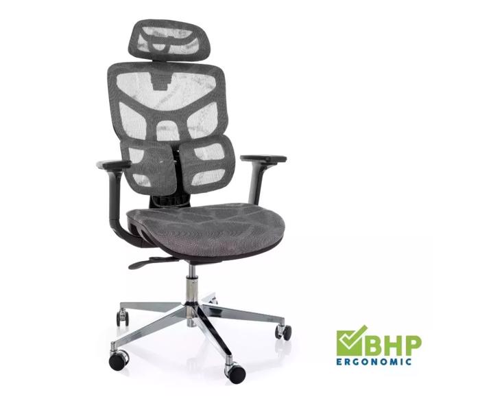 Fotogalerie Ergonomická kancelářská židle EQ-1, šedá (nosnost 150 kg)