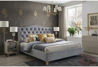 Čalouněná postel 160x200 Aspen Velvet – Šedá (Bluvel 14) s roštem