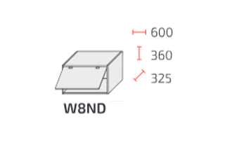 Prosklená vitrína výklopná W8ND 60 cm - nádstavba na vitrínu WT 207/2S
