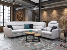 Fotogalerie Rohová sedací souprava Cristal s elektrickým relaxačním polohovacím křeslem, světle šedá