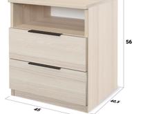 Fotogalerie Moderní noční stolek VARIO 2 s nikou 56 cm – Jasan šedý