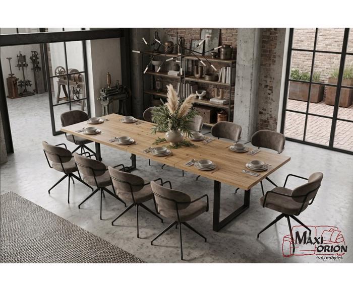 Rozkládací jídelní stůl Iris 180x90+50 cm - Dub wotan v moderním interiéru jídelny, styl industrial