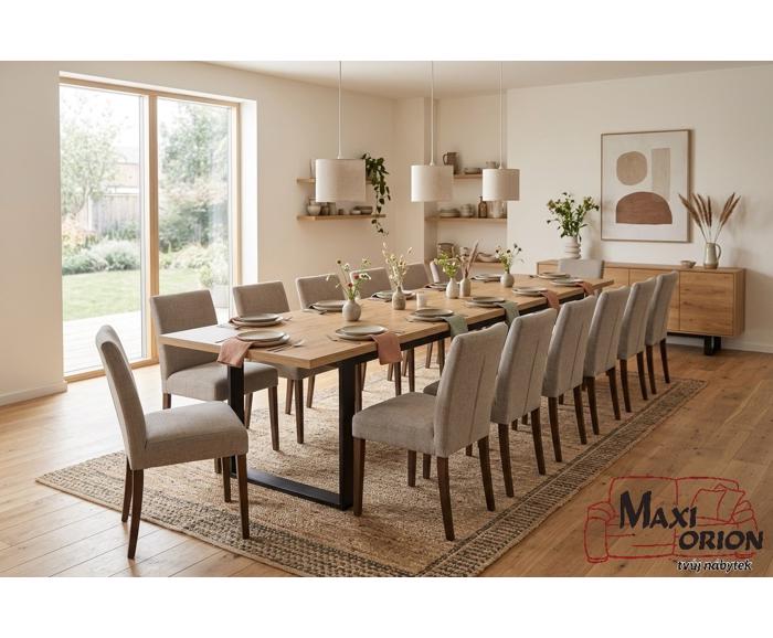 Maximální rozkládací jídelní stůl Iris 250x100+2x50 cm – Dub wotan v moderním interiéru