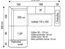 Fotogalerie Rozkládací rohová sedací souprava Metrix IV – Premium XXL