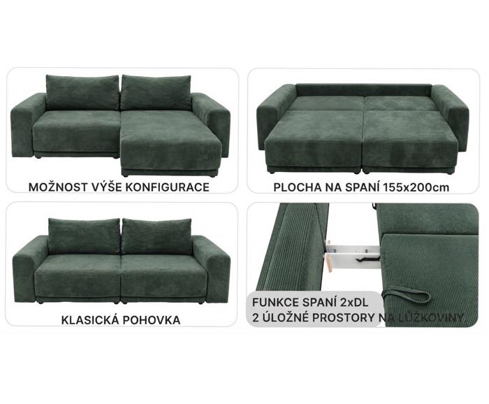 Fotogalerie Rohová pohovka na každodenní spaní Pluto 250 x 165 cm
