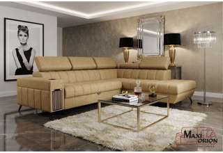 Luxusní rozkládací sedačka ALICANTE s úložným prostorem a barem 270x185 cm, hnědá