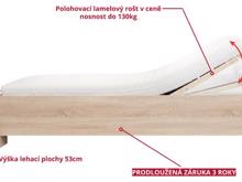 Fotogalerie Zvýšená postel 90 x 200 cm s úložným prostorem a polohovacím roštem Bára