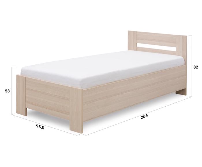 Zvýšená postel 90 x 200 cm s úložným prostorem a polohovacím roštem Lota - rozměry