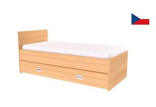 Zvýšená postel s čelem, roštem a úložným prostorem DUO 90x200 cm - levá